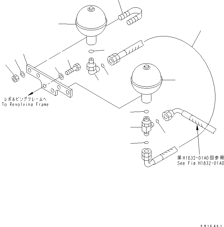 Схема запчастей Komatsu PC1250-7 - ЛИНИЯ НАСОСА PPCS (PPC АККУМУЛЯТОР) ГИДРАВЛИКА