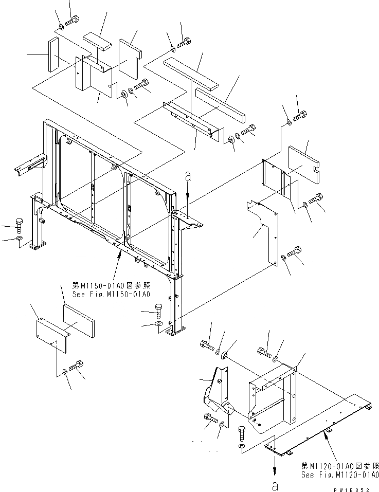 Схема запчастей Komatsu PC1250-7 - ПЕРЕГОРОДКА. (КАБИНА) ЧАСТИ КОРПУСА