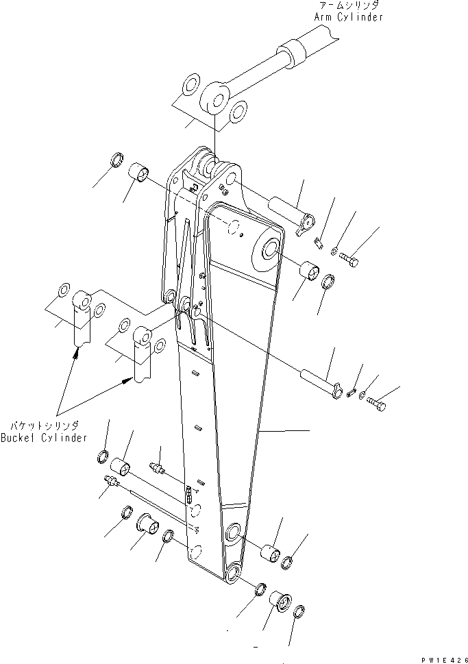 Схема запчастей Komatsu PC1250-7 - РУКОЯТЬ (.M) (КАРЬЕРН. СПЕЦИФ-Я) (ДЛЯ ЭКСКАВАТ.) РАБОЧЕЕ ОБОРУДОВАНИЕ