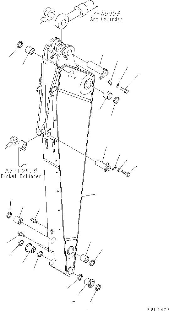 Схема запчастей Komatsu PC1250-7 - РУКОЯТЬ (.7M) (ДЛЯ ЭКСКАВАТ.) РАБОЧЕЕ ОБОРУДОВАНИЕ