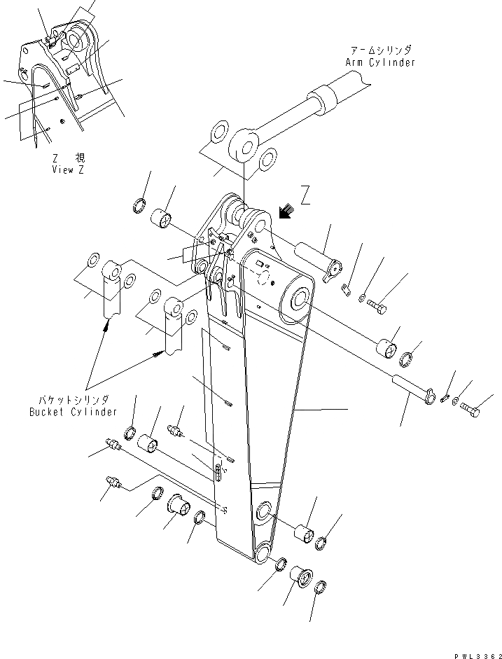 Схема запчастей Komatsu PC1250-7 - РУКОЯТЬ (.M) (ДЛЯ ЭКСКАВАТ.) (АВТОМАТИЧ. СМАЗ.) РАБОЧЕЕ ОБОРУДОВАНИЕ