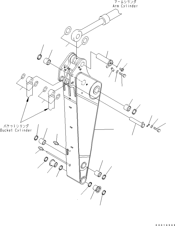 Схема запчастей Komatsu PC1250-7 - РУКОЯТЬ (.M) (ДЛЯ ЭКСКАВАТ.) (ДЛЯ MIZUTANI)(№7-) РАБОЧЕЕ ОБОРУДОВАНИЕ