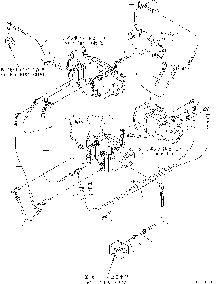 Схема запчастей Komatsu PC1250-7 - O.L.S.S. ЛИНИИ (ОСНОВН. НАСОС) (МОРОЗОУСТОЙЧИВ. СПЕЦИФ-Я) ГИДРАВЛИКА