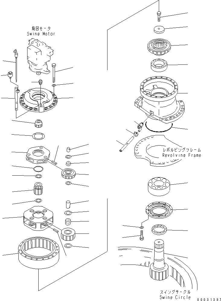 Схема запчастей Komatsu PC1250-7 - МЕХАНИЗМ ПОВОРОТА (ПЕРЕДН.) (ХОЛОДН. WEATHRT A СПЕЦ-Я.)(№-) ПОВОРОТН. КРУГ И КОМПОНЕНТЫ