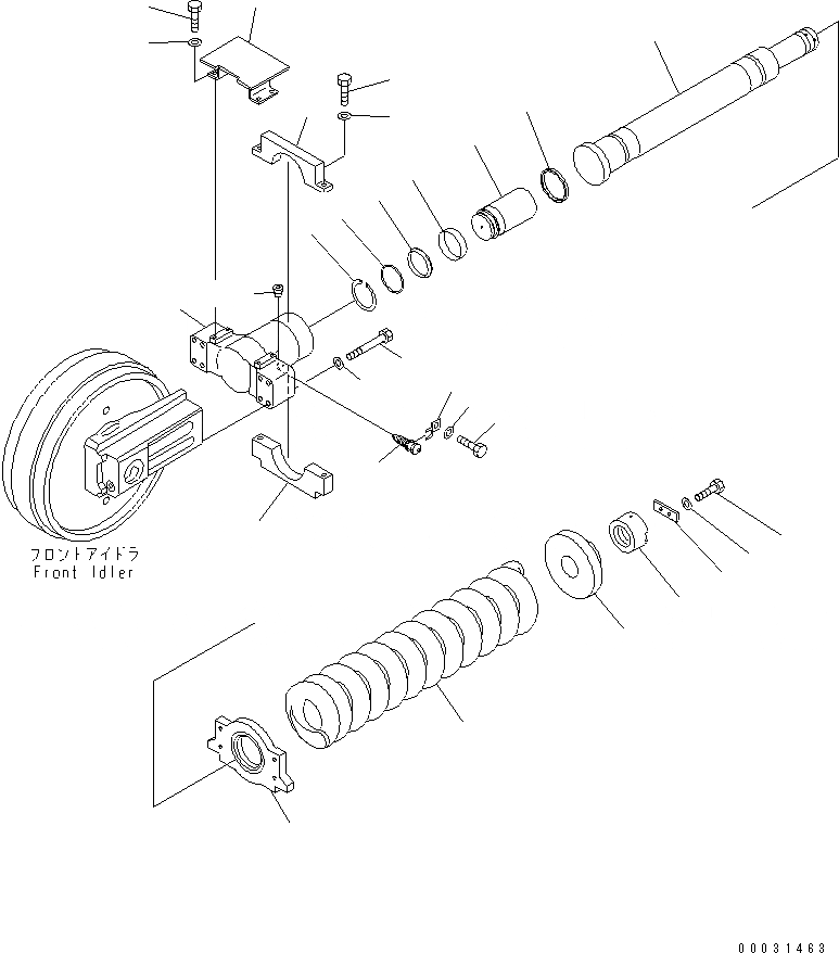 Схема запчастей Komatsu PC1250-7 - ГУСЕНИЧНАЯ РАМА (ОПОРНЫЙ ЭЛЕМЕНТ ЛЕНИВЦА) (ЛЕВ.)(№-) ХОДОВАЯ