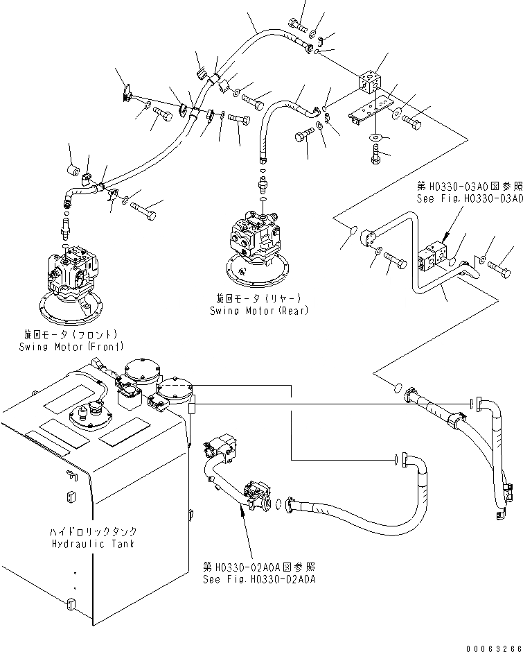 Схема запчастей Komatsu PC1250-8 - ВОЗВРАТНАЯ ЛИНИЯ(ПОВОРОТН. ВСАСЫВ.) (/)(№-) ГИДРАВЛИКА
