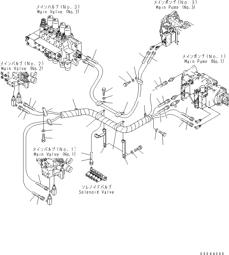 Схема запчастей Komatsu PC1250-8 - O.L.S.S. ЛИНИЯ (/)(№-) ГИДРАВЛИКА
