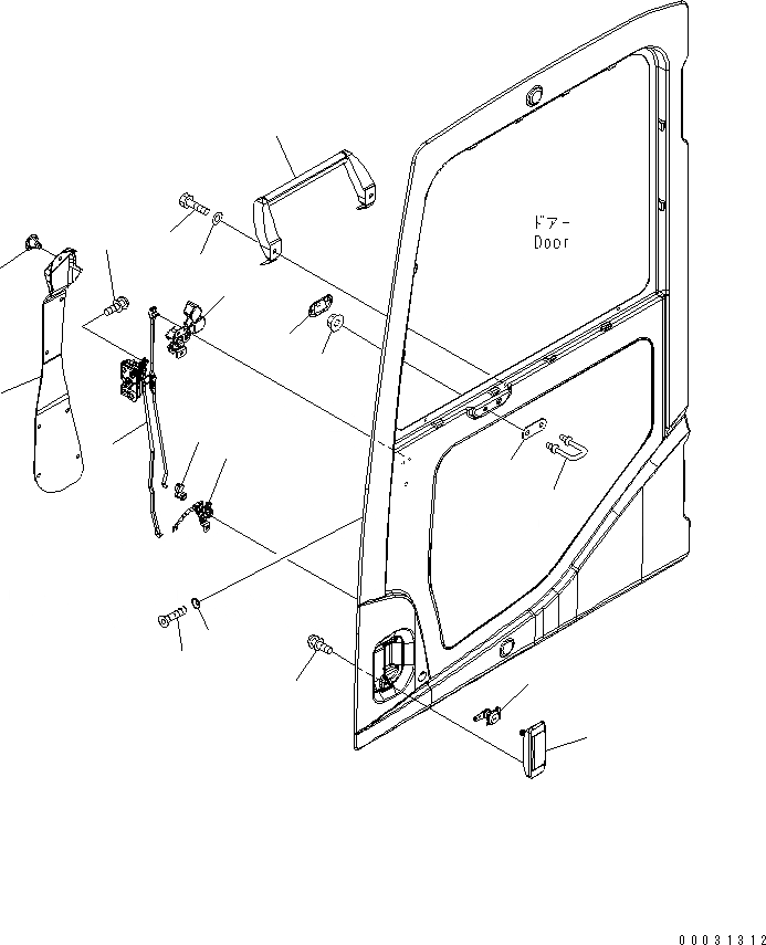 Схема запчастей Komatsu PC1250SP-8 - КАБИНА (ЗАМОК ДВЕРИ) (КАРЬЕРН. СПЕЦИФ-Я)(№-) КАБИНА ОПЕРАТОРА И СИСТЕМА УПРАВЛЕНИЯ