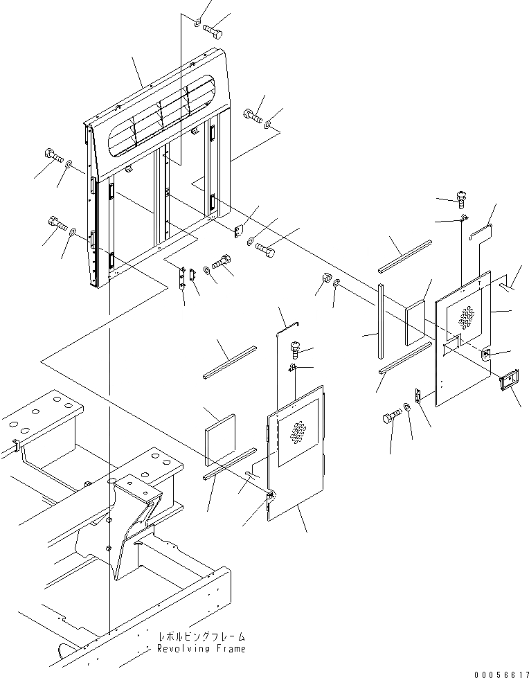 Схема запчастей Komatsu PC1250-8R - ЛЕВ. КРЫШКА(ЗАДН. ) (PERДЛЯATE)(№-) ЧАСТИ КОРПУСА