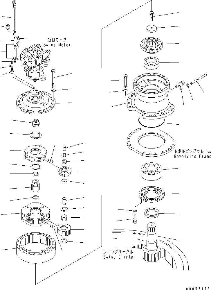 Схема запчастей Komatsu PC1250SP-8R - МЕХАНИЗМ ПОВОРОТА (ЗАДН.)(№-) ПОВОРОТН. КРУГ И КОМПОНЕНТЫ