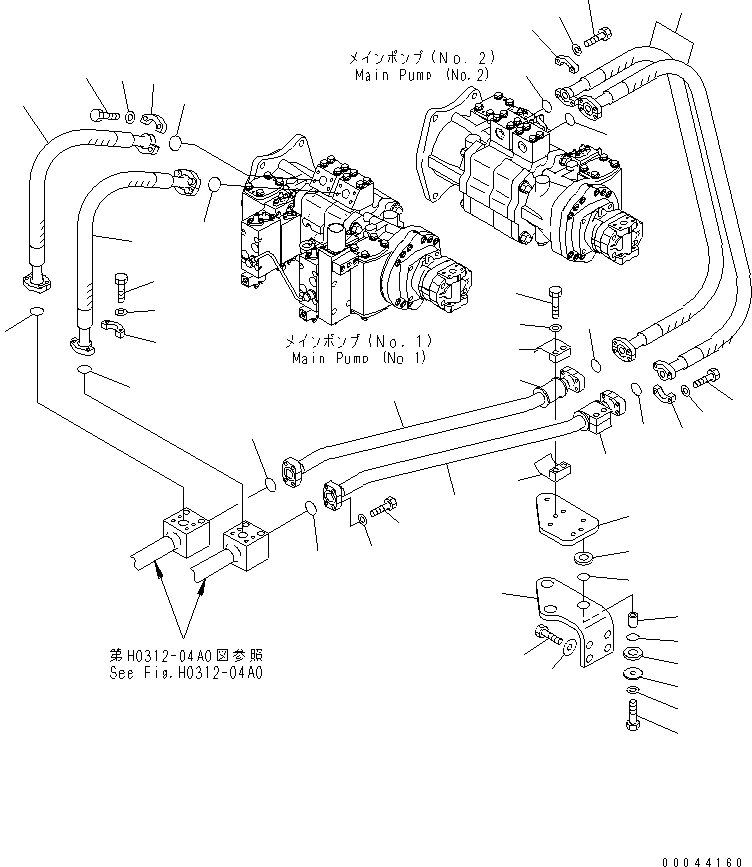 Схема запчастей Komatsu PC1250-8R - ЛИНИЯ ПОДАЧИ (NO. И NO. НАСОС)(№-) ГИДРАВЛИКА
