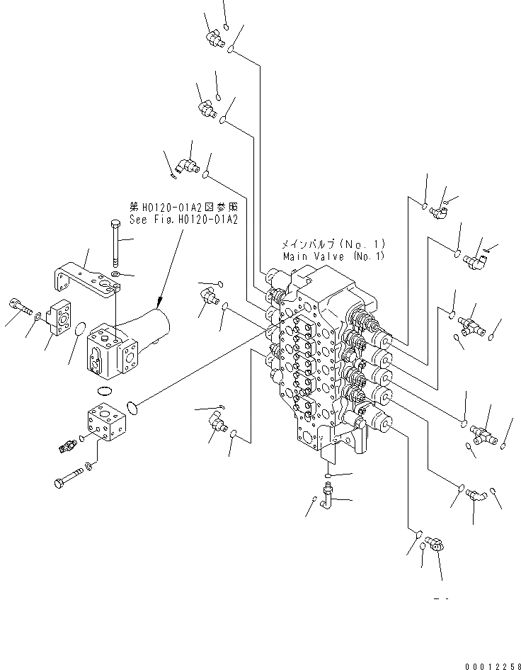 Схема запчастей Komatsu PC1250LC-7 - ОСНОВН. КЛАПАН (NO. КЛАПАН И СОЕДИНИТ. ЧАСТИ) (ДЛЯ УДЛИНН. РУКОЯТИ) (/) ГИДРАВЛИКА