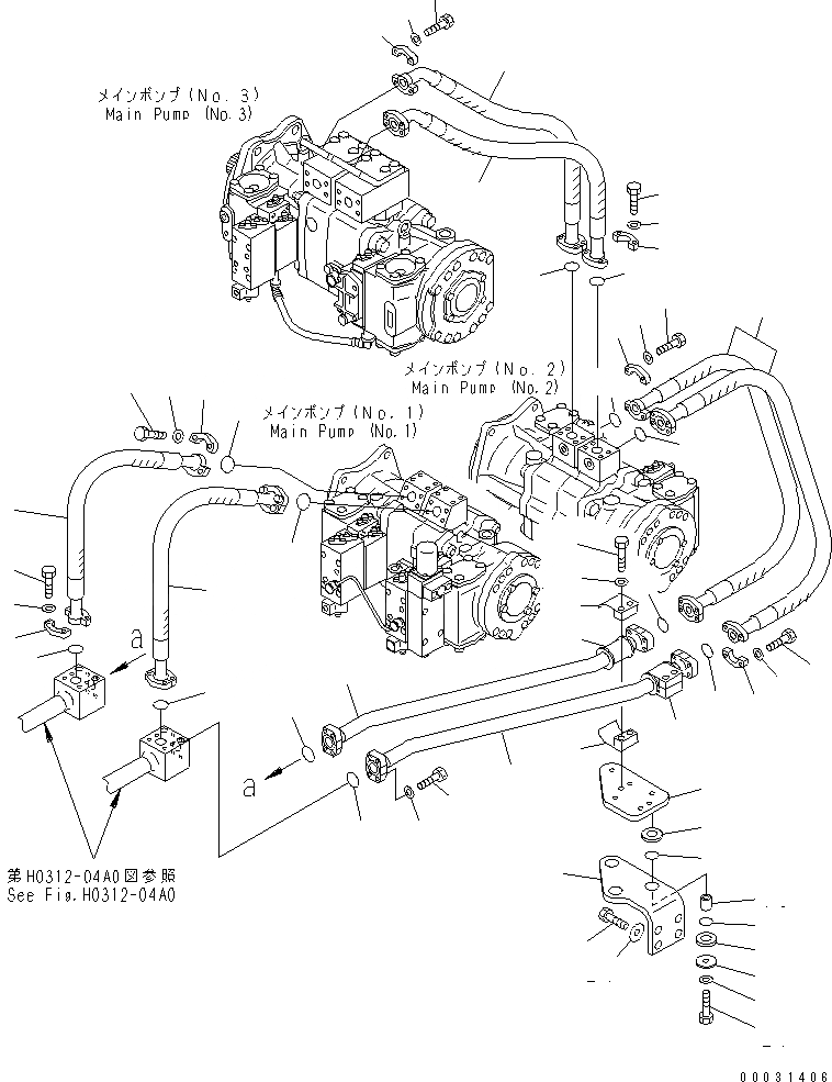 Схема запчастей Komatsu PC1250LC-7 - ЛИНИЯ ПОДАЧИS (NO. НАСОС)(№78-) ГИДРАВЛИКА