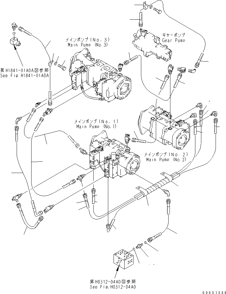 Схема запчастей Komatsu PC1250LC-7 - O.L.S.S. ЛИНИИ (ОСНОВН. НАСОС) ГИДРАВЛИКА