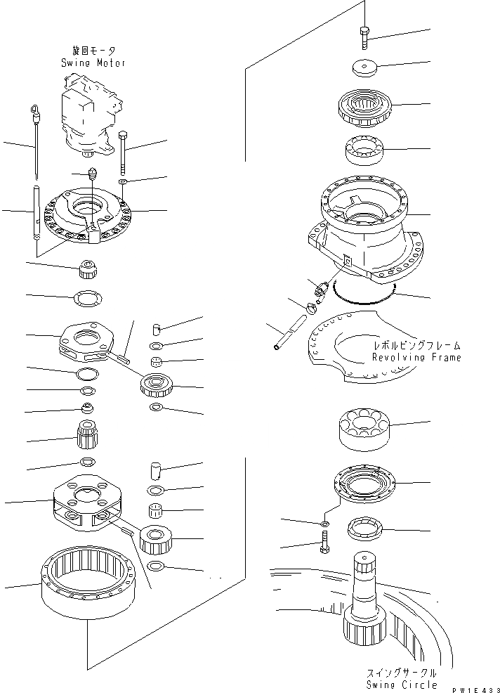 Схема запчастей Komatsu PC1250LC-7 - МЕХАНИЗМ ПОВОРОТА (ПЕРЕДН.)(№-9) ПОВОРОТН. КРУГ И КОМПОНЕНТЫ