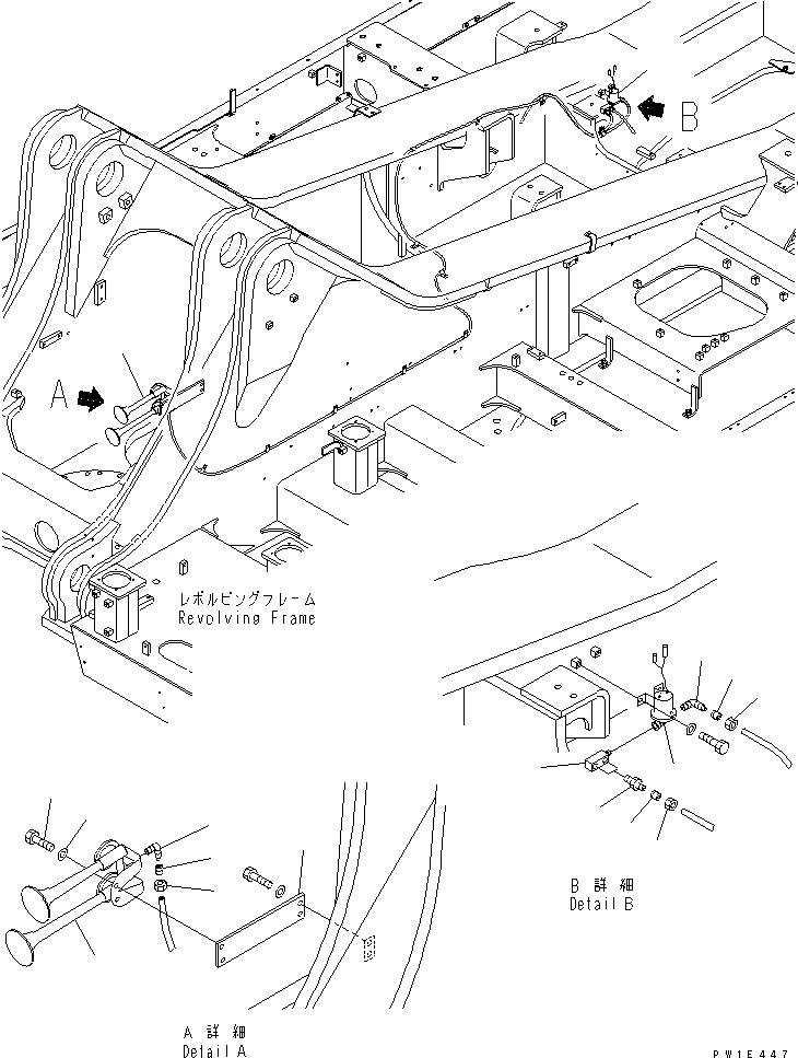 Схема запчастей Komatsu PC1250SP-7 - ВОЗД. СИСТЕМА (ЗВУК. СИГНАЛ. КЛАПАН) ВОЗД. СИСТЕМА