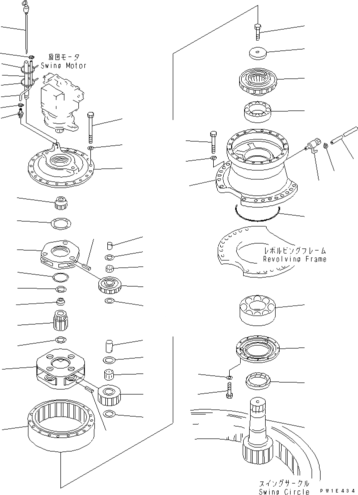 Схема запчастей Komatsu PC1250SP-7 - МЕХАНИЗМ ПОВОРОТА (ЗАДН.)(№-9) ПОВОРОТН. КРУГ И КОМПОНЕНТЫ