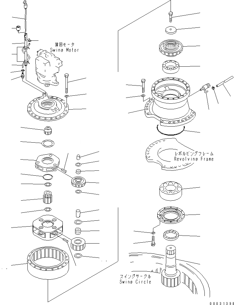 Схема запчастей Komatsu PC1250SP-7 - МЕХАНИЗМ ПОВОРОТА (ЗАДН.)(№97-) ПОВОРОТН. КРУГ И КОМПОНЕНТЫ