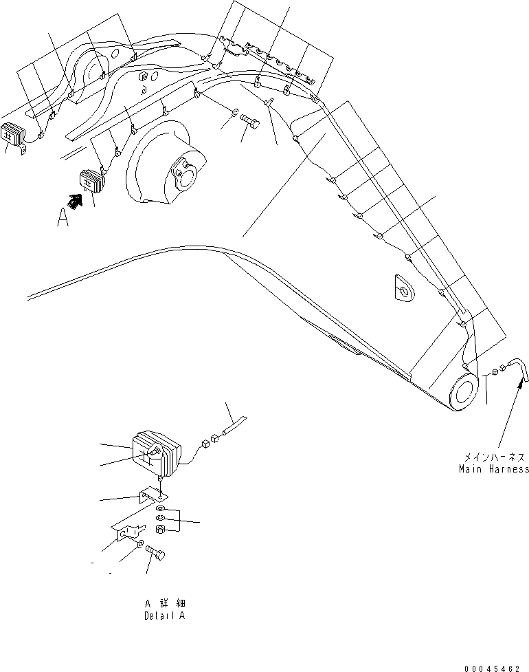 Схема запчастей Komatsu PC1250SP-7 - СТРЕЛА (7.8M) (ЛАМПА РАБОЧ. ОСВЕЩЕНИЯ) (ДЛЯ ЭКСКАВАТ.) РАБОЧЕЕ ОБОРУДОВАНИЕ
