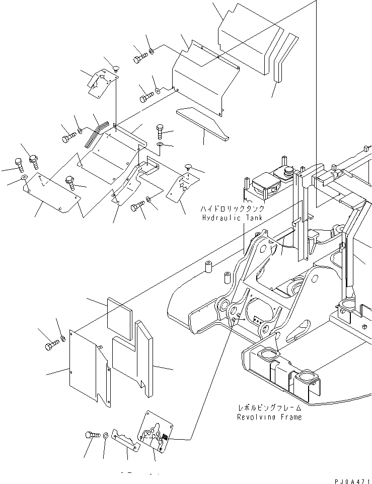 Схема запчастей Komatsu PC128US-2 - ПЕРЕГОРОДКА. КРЫШКА(С FALL DOWN PREВЕНТИЛЯТОРION КЛАПАН)(№-) ЧАСТИ КОРПУСА