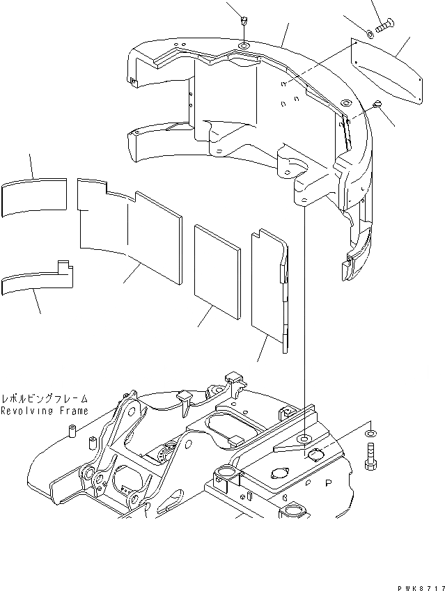 Схема запчастей Komatsu PC128US-2 - ПРОТИВОВЕС (ДЛЯ ОТВАЛ) (YELНИЗ.)(№-) ЧАСТИ КОРПУСА