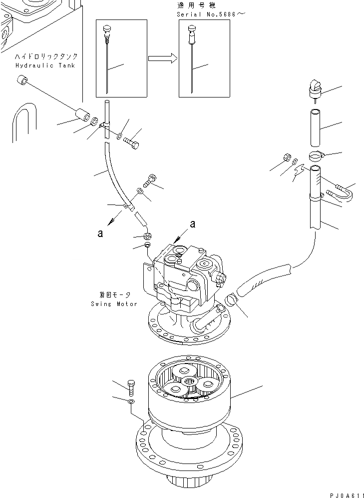 Схема запчастей Komatsu PC128US-2 - МЕХАНИЗМ ПОВОРОТА (ДЛЯ НАВЕСН. ОБОРУД.)(№-) ПОВОРОТН. КРУГ И КОМПОНЕНТЫ