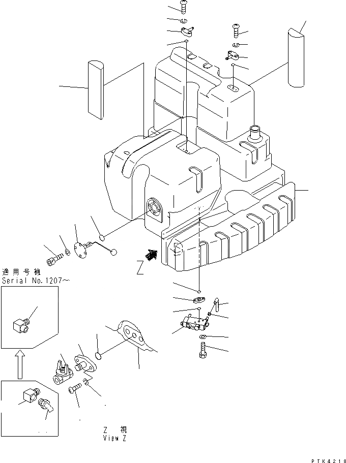 Схема запчастей Komatsu PC128US-1 - ТОПЛИВН. БАК. (БАК) ТОПЛИВН. БАК. AND КОМПОНЕНТЫ