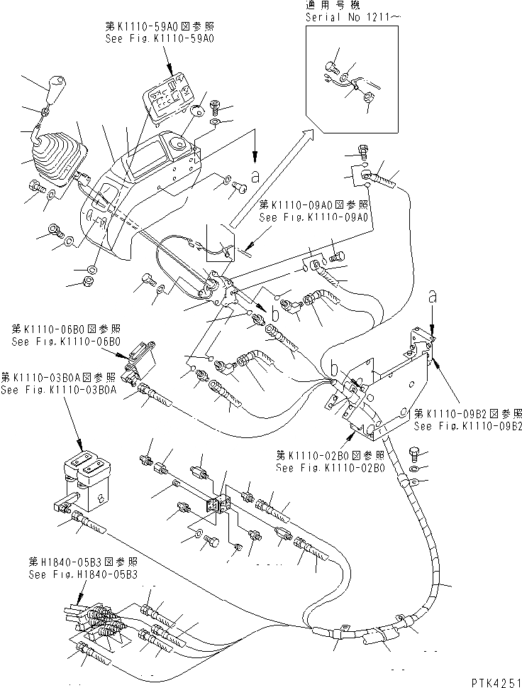 Схема запчастей Komatsu PC128US-1 - ОСНОВН. КОНСТРУКЦИЯ (ПРАВ. СТОЙКА) (ЛИНИЯ КЛАПАНА PPC ПРАВ.) (ОТВАЛ)    (НАВЕСН. ОБОРУД.) КАБИНА ОПЕРАТОРА И СИСТЕМА УПРАВЛЕНИЯ