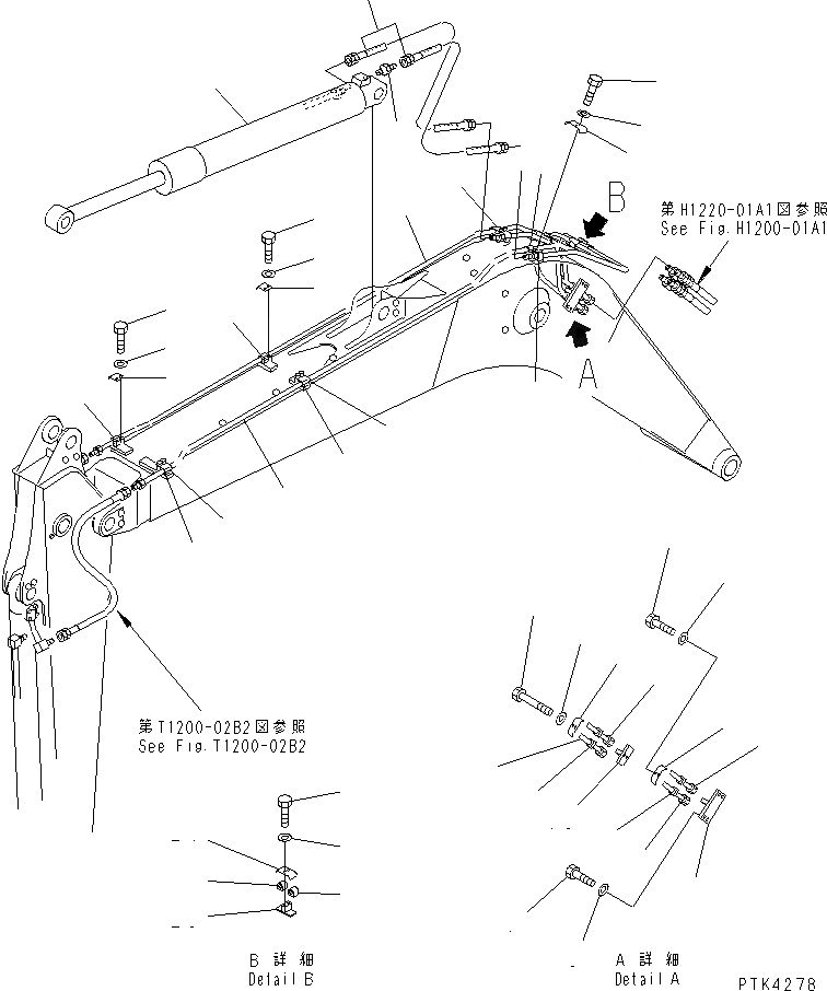 Схема запчастей Komatsu PC128US-1 - MONO-СТРЕЛА (HYDRAURIC ЛИНИЯ) РАБОЧЕЕ ОБОРУДОВАНИЕ