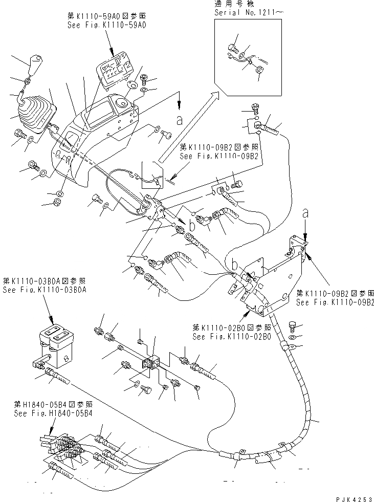 Схема запчастей Komatsu PC128US-1 - ОСНОВН. КОНСТРУКЦИЯ (ПРАВ. СТОЙКА) (ЛИНИЯ КЛАПАНА PPC ПРАВ.) (ОТВАЛ LESS) КАБИНА ОПЕРАТОРА И СИСТЕМА УПРАВЛЕНИЯ