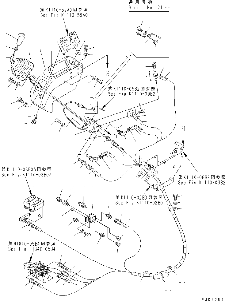 Схема запчастей Komatsu PC128US-1 - ОСНОВН. КОНСТРУКЦИЯ (ПРАВ. СТОЙКА) (ЛИНИЯ КЛАПАНА PPC ПРАВ.) (ОТВАЛ LESS) (НАВЕСН. ОБОРУД.) КАБИНА ОПЕРАТОРА И СИСТЕМА УПРАВЛЕНИЯ