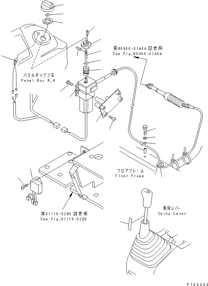 Схема запчастей Komatsu PC128US-1 - ОСНОВН. КОНСТРУКЦИЯ (УПРАВЛ-Е ПОДАЧ. ТОПЛИВА) (С АНТИОБЛЕДЕНИТЕЛЬ)(№7-) КАБИНА ОПЕРАТОРА И СИСТЕМА УПРАВЛЕНИЯ