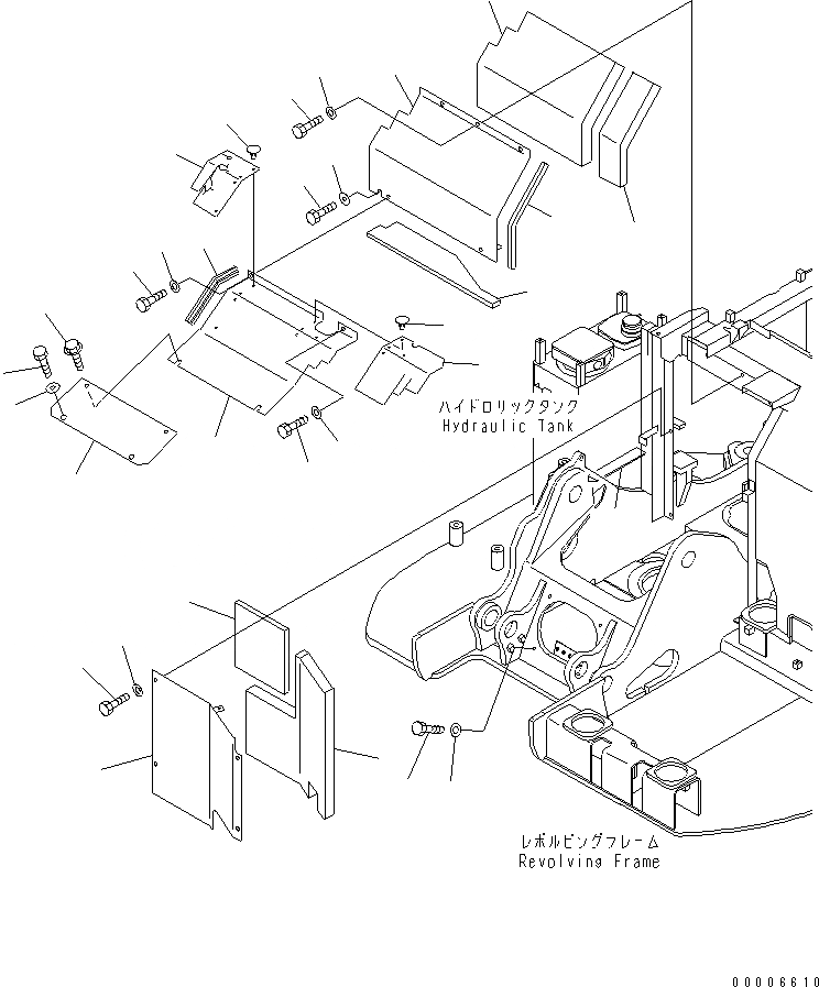 Схема запчастей Komatsu PC128UU-2 - ПЕРЕГОРОДКА. КРЫШКА(ДЛЯ ПОДЪЕМА РУКОЯТИ)(№-) ЧАСТИ КОРПУСА
