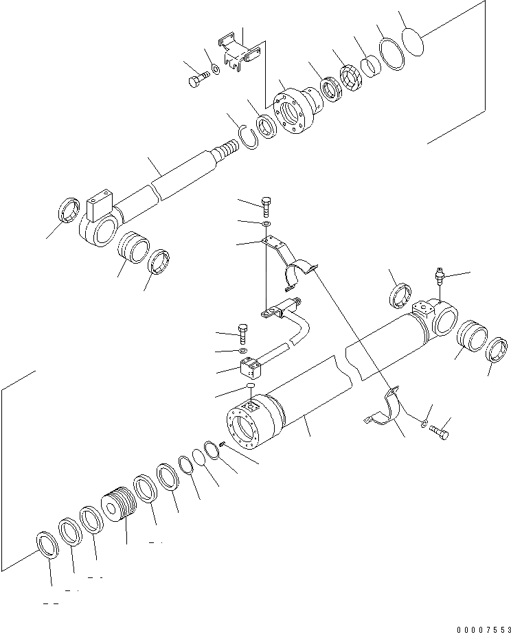 Схема запчастей Komatsu PC128UU-2 - ЦИЛИНДР СТРЕЛЫ(ВНУТР. ЧАСТИ) (РУКОЯТЬ CRANE СПЕЦ-Я.)(№-) ОСНОВН. КОМПОНЕНТЫ И РЕМКОМПЛЕКТЫ