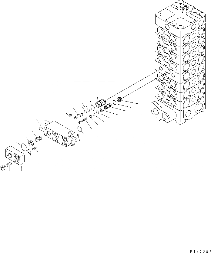 Схема запчастей Komatsu PC128UU-2 - ОСНОВН. КЛАПАН (8-КЛАПАН) (/) ОСНОВН. КОМПОНЕНТЫ И РЕМКОМПЛЕКТЫ