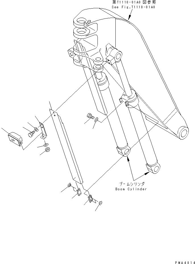 Схема запчастей Komatsu PC128UU-1 - СТРЕЛА (РАБОЧ. ОСВЕЩЕНИЕ И COVER) РАБОЧЕЕ ОБОРУДОВАНИЕ