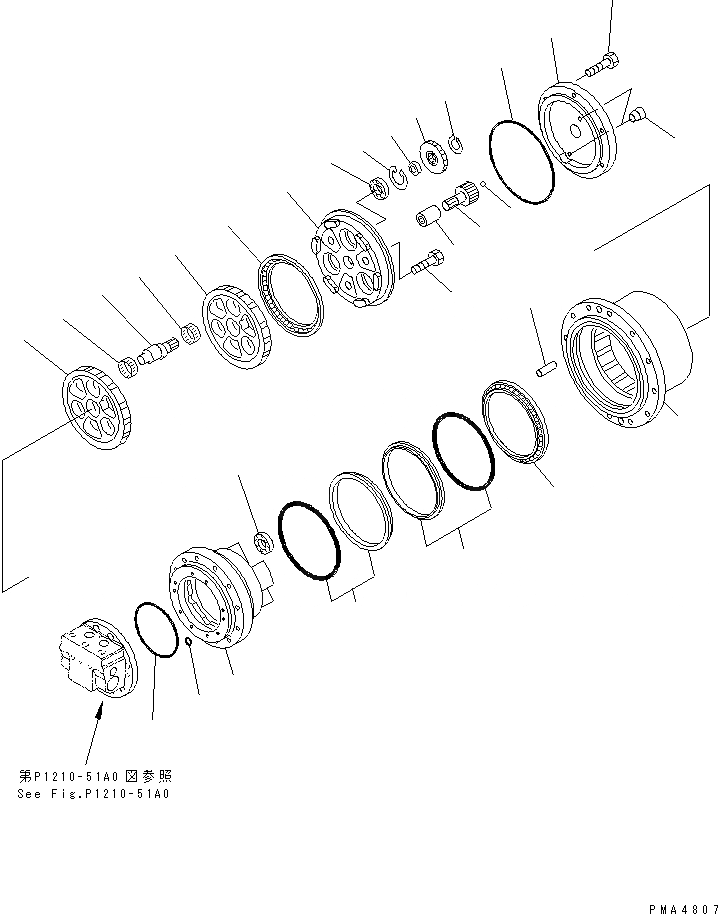 Схема запчастей Komatsu PC128UU-1 - МОТОР ХОДА (/) ОСНОВН. КОМПОНЕНТЫ И РЕМКОМПЛЕКТЫ