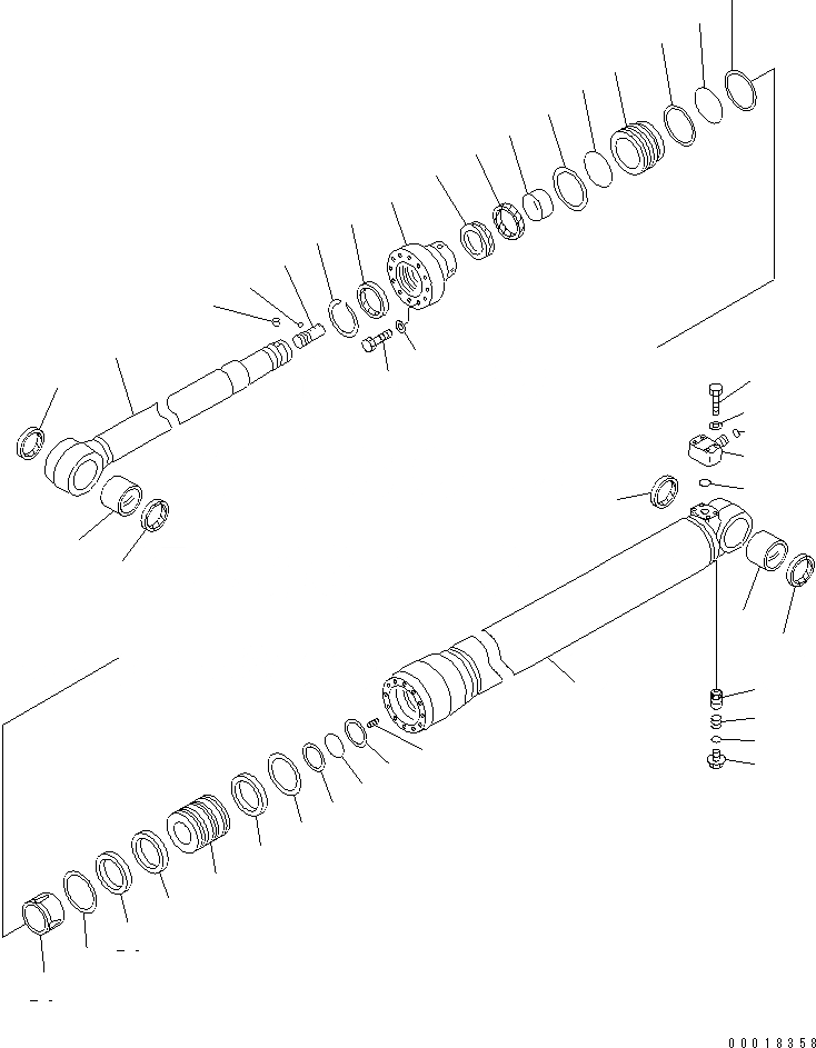 Схема запчастей Komatsu PC128US-2-AC - ЦИЛИНДР РУКОЯТИ(ВНУТР. ЧАСТИ) (РУКОЯТЬ CRANE СПЕЦ-Я.) ОСНОВН. КОМПОНЕНТЫ И РЕМКОМПЛЕКТЫ