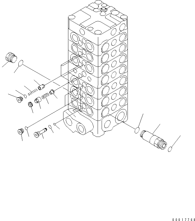 Схема запчастей Komatsu PC128US-2-AC - ОСНОВН. КЛАПАН (7-КЛАПАН) (/) (ДЛЯ НАВЕСН. ОБОРУД.) ОСНОВН. КОМПОНЕНТЫ И РЕМКОМПЛЕКТЫ