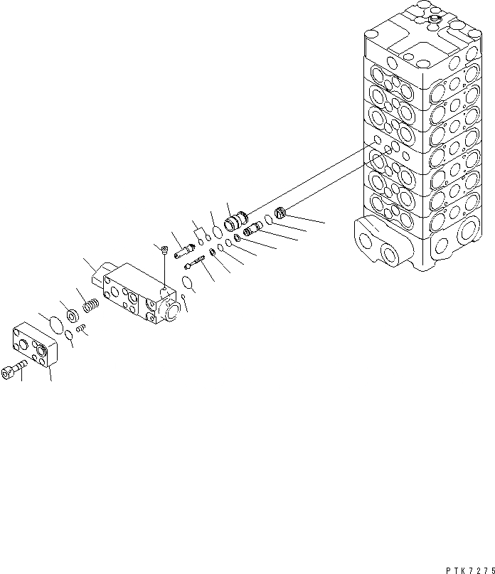 Схема запчастей Komatsu PC128US-2-AT - ОСНОВН. КЛАПАН (7-КЛАПАН) (/) (ДЛЯ НАВЕСН. ОБОРУД.) ОСНОВН. КОМПОНЕНТЫ И РЕМКОМПЛЕКТЫ