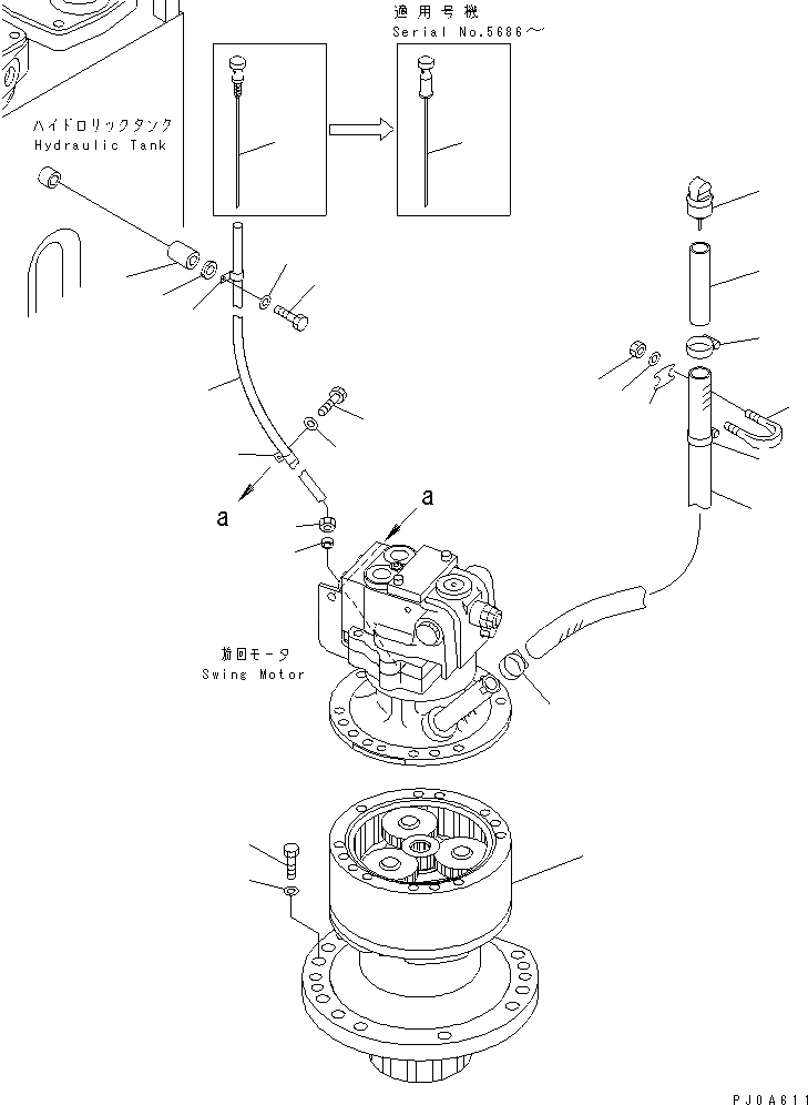Схема запчастей Komatsu PC128US-2 - МЕХАНИЗМ ПОВОРОТА (ДЛЯ НАВЕСН. ОБОРУД.)(№-) ПОВОРОТН. КРУГ И КОМПОНЕНТЫ