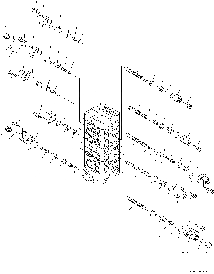 Схема запчастей Komatsu PC128US-2 - ОСНОВН. КЛАПАН (7-КЛАПАН) (/)(№-) ОСНОВН. КОМПОНЕНТЫ И РЕМКОМПЛЕКТЫ