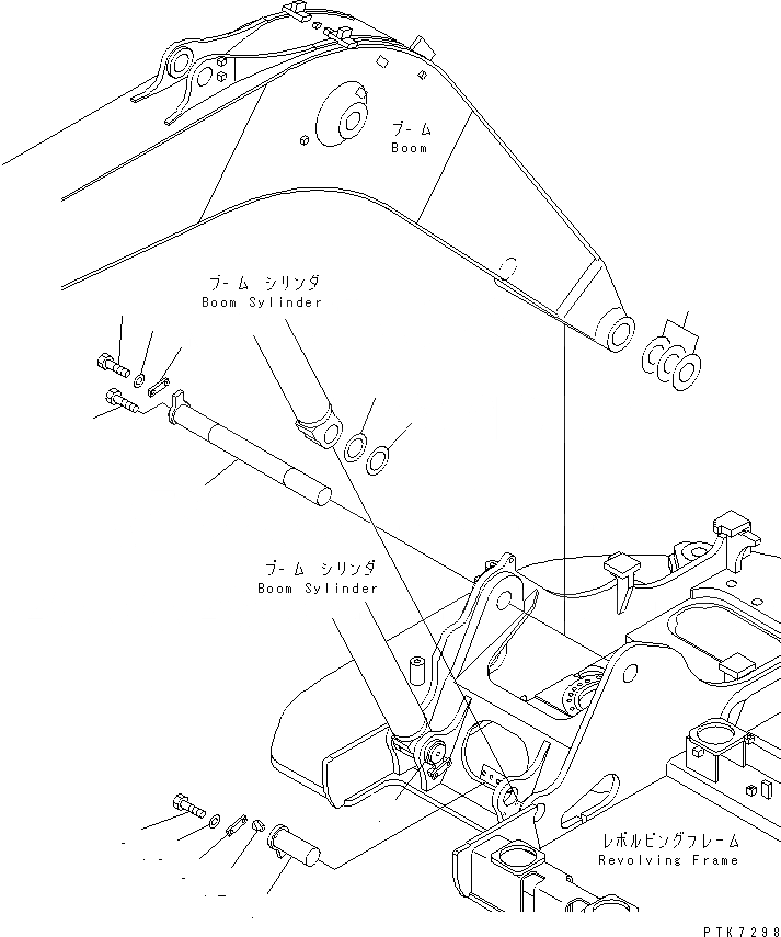Схема запчастей Komatsu PC128US-2 - ПАЛЕЦ СТРЕЛЫ(BLUE)(№-) ОСНОВНАЯ РАМА И ЕЕ ЧАСТИ