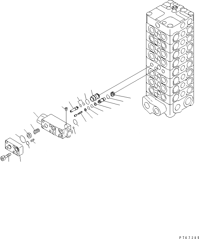 Схема запчастей Komatsu PC128UU-2 - ОСНОВН. КЛАПАН (8-КЛАПАН) (/) ОСНОВН. КОМПОНЕНТЫ И РЕМКОМПЛЕКТЫ
