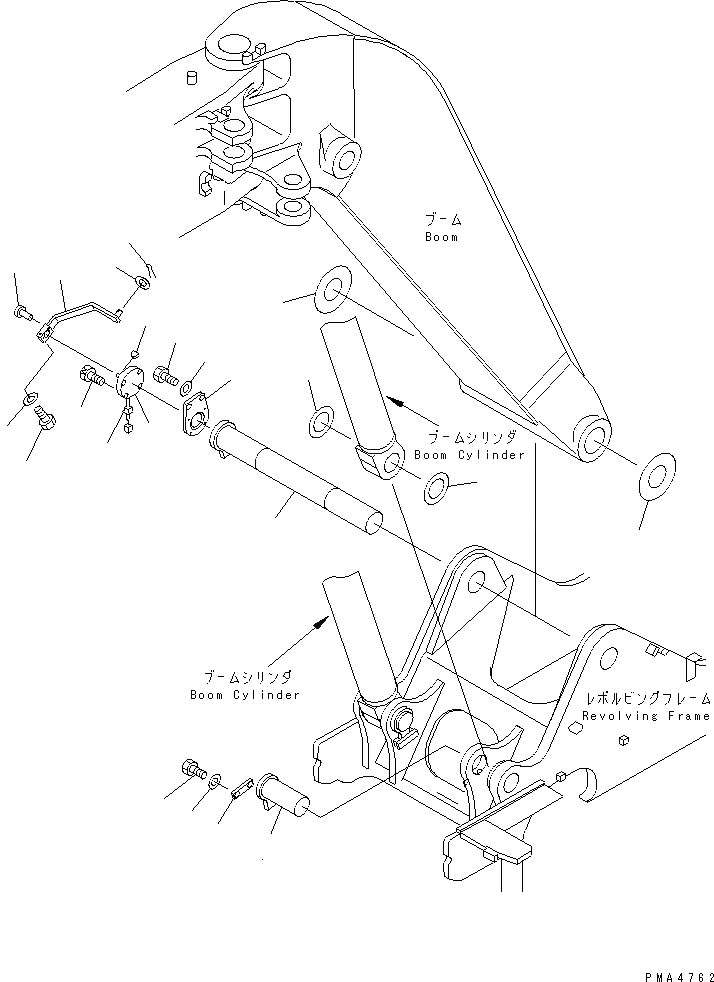 Схема запчастей Komatsu PC128UU-1 - ПАЛЕЦ СТРЕЛЫ(ДЛЯ АВТОМАТИЧ. HOLIZONTALLY DIGGING) ОСНОВНАЯ РАМА И ЕЕ ЧАСТИ