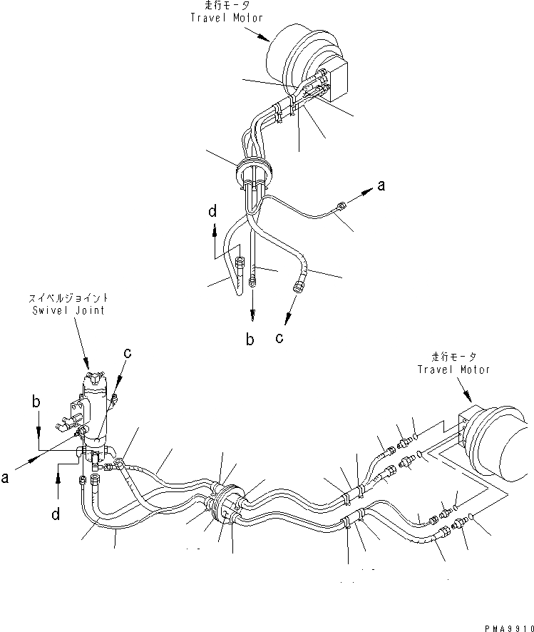 Схема запчастей Komatsu PC128UU-1 - ГИДРОЛИНИЯ ХОДАНИЖН. (ОТВАЛ LESS СПЕЦ-Я.) НИЖНЯЯ ГИДРОЛИНИЯ И ЛИНИЯ ХОДА
