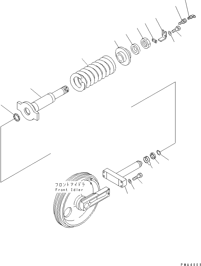 Схема запчастей Komatsu PC128UU-1 - ОПОРНЫЙ ЭЛЕМЕНТ ЛЕНИВЦА (ДЛЯ РЕЗИН. SHOE) ХОДОВАЯ