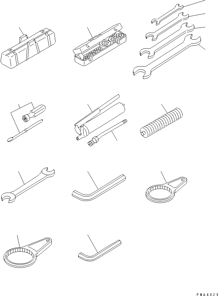 Схема запчастей Komatsu PC128UU-1 - ИНСТРУМЕНТ (ДЛЯ РЕЗИН. SHOE) АКСЕССУАРЫ