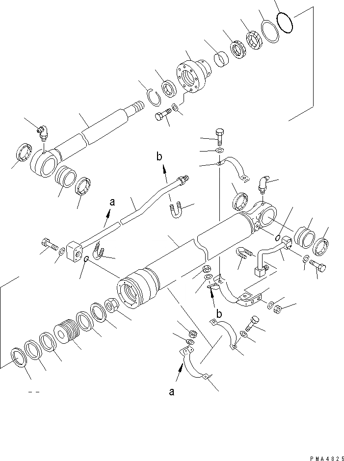 Схема запчастей Komatsu PC128UU-1 - ЦИЛИНДР КОВША (ВНУТР. ЧАСТИ) ОСНОВН. КОМПОНЕНТЫ И РЕМКОМПЛЕКТЫ