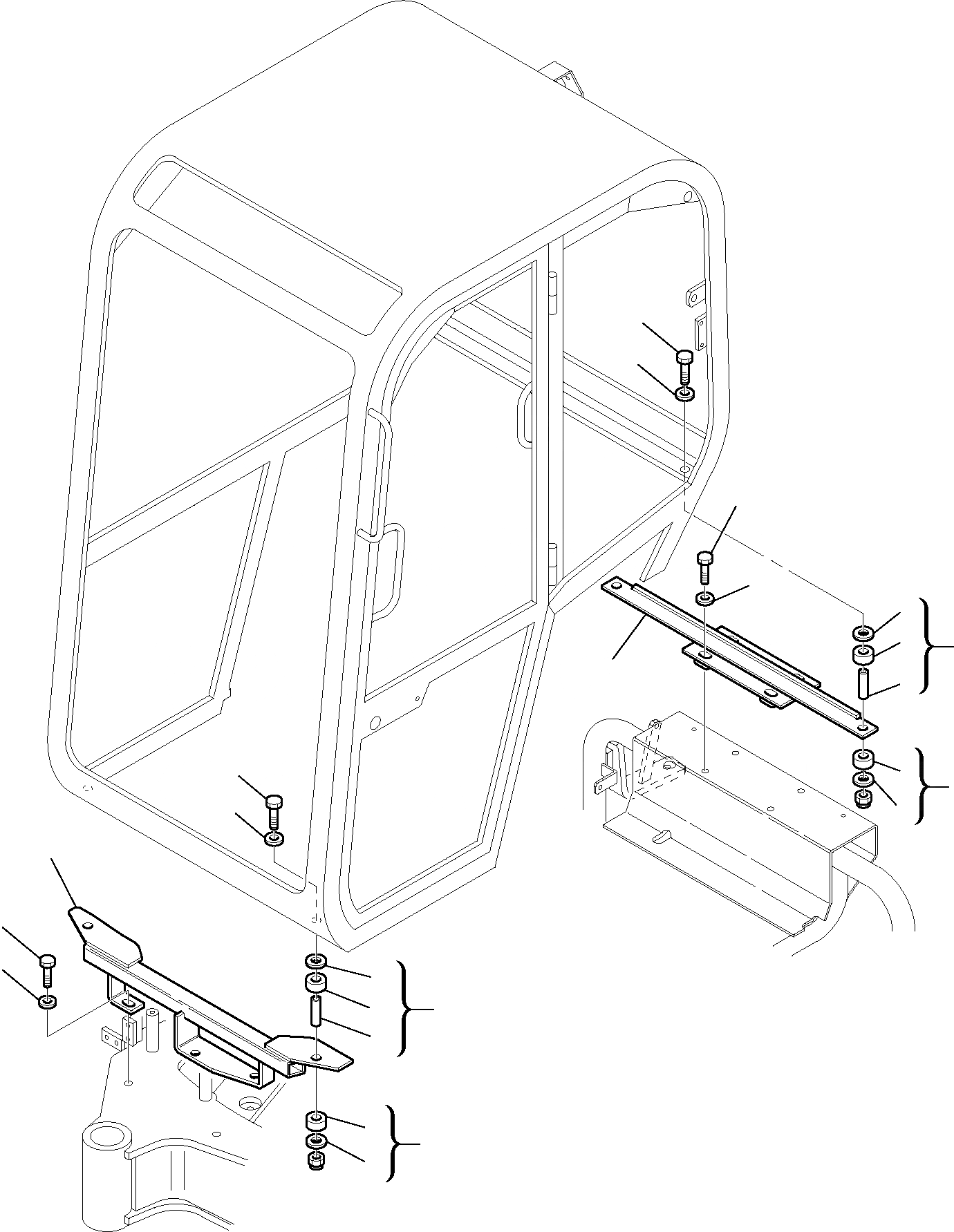 Схема запчастей Komatsu PC12R-8 - КАБИНА (ЭЛЕМЕНТЫ КРЕПЛЕНИЯ) ЧАСТИ КОРПУСА И КАБИНА